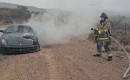 Ferrari 599 burns by the side of a road in Arizona