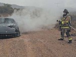 Ferrari 599 burns by the side of a road in Arizona
