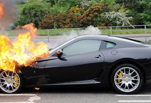 Ferrari 599 GTB goes up in flames on delivery drive