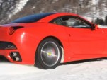 Ferrari California on the snow fields of St. Moritz, Switzerland