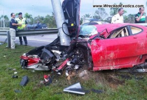 Ferrari F430 crash in Malaysia - Image courtesy of Wrecked Exotics