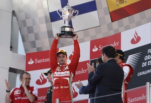 Ferrari's Fernando Alonso after winning the 2013 Formula 1 Spanish Grand Prix