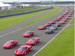Ferraris line up for a parade lap of Silverstone in 2007