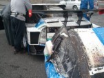 Fire damage to the APR Racing Prius GT. Image: APR Racing