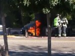 Fisker Karma on fire in Woodside, California