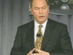 Fritz Henderson speaks during his first press conference as CEO
