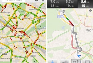 Google Maps with traffic data for Munich and Madrid
