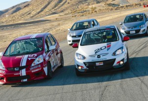 Honda Fit and Mazda2 B-Spec with production models - Photo courtesy Mazdaspeed