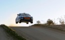 Hyundai Veloster rally car flies through the air