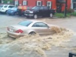 Mercedes-Benz SL-Class stalls in Maryland flash flood