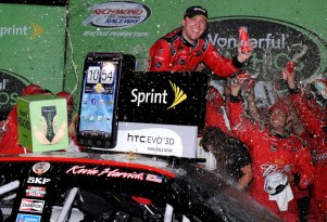 Kevin Harvick celebrates in Victory Lane at Richmond. Image via NASCAR.