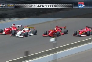 Indy Lights four-wide finish at the 2013 Freedom 100