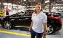 IndyCar driver Simona de Silvestro at the 2014 Cadillac ELR production line
