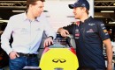 Infiniti's Simon Sproule and Sebastian Vettel