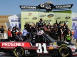 James Buescher celebrates his first Camping World Truck Series win - NASCAR photo