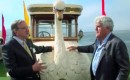 Jay Leno with the 1910 Brooke Swan Car at the 2012 Pebble Beach Concours d'Elegance