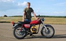 John Petsche with his record-setting homebrew 350cc diesel motorcycle running on vegetable oil