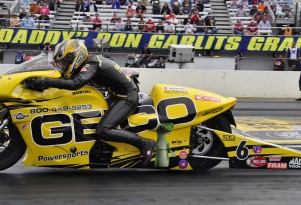Karen Stoffer on her Suzuki Pro Stock Motorcycle - Anne Proffit photo
