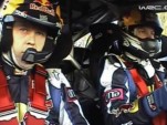 Kimi Raikkonen and co-driver in car at Rally Spain