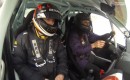 Kimi Raikkonen instructs Natalie Pinkham on ice driving technique