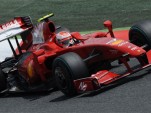 Kimi Raikonnen's Ferrari F60 F1 car on track in Spain