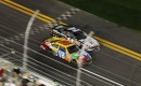 Kyle Busch leads Tony Stewart to the checkers - NASCAR photo