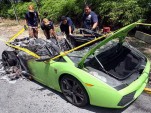 Lamborghini Gallardo burnt to a crisp in Malaysia. Photo by The Star Online