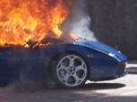 Lamborghini Gallardo on fire in Scottish Highlands