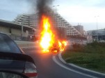 Lamborghini Gallardo up in flames in Prague