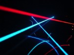 Laser beams on a car windshield, photo courtesy of Wikimedia Commons