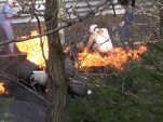 Lauda's 1976 crash, recreated for his biopic 'Rush.'