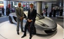 Lewis Hamilton and Jenson Button at the McLaren dealership in London