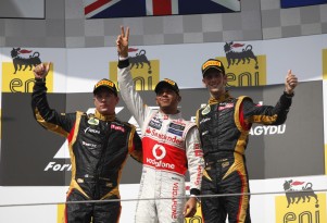 Lewis Hamilton took his second win of the season - Lotus photo