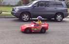Lightning McQueen Electric Toy Car + Speed Shop Dad = Kid Heaven