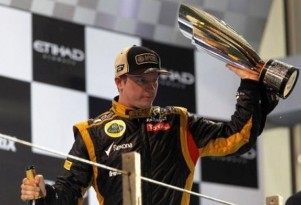 Lotus’ Kimi Räikkönen after winning the 2012 Formula One Abu Dhabi Grand Prix