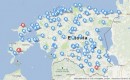 Map of electric-car DC quick-charging station locations in Estonia, Feb 2013
