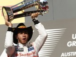 McLaren’s Lewis Hamilton after winning the 2012 Formula One United States Grand Prix