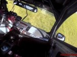 Mitsubishi Evo X hits a wall after a tire failure at PIRC