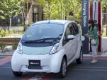 Mitsubishi i-MiEV electric car at quick charging station