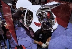 New Mazda2 built into B-Spec race car on the show floor at PRI