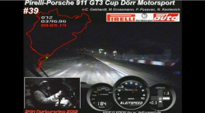 Niclas Kentenich drives the Dörr Motorsport Porsche 911 GT3 Cup around a dark Nürburgring 
