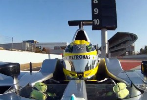 Nico Rosberg, showing off a modern F1 helmet