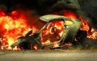 Nissan GT-R Bursts Into Flames After Crashing Into Volkswagen Golf