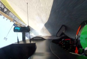 Nissan's DeltaWing racer, upside down at Road Atlanta
