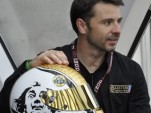 Oriol Servia at the Dali Museum with his tribute helmet - Anne Proffit