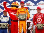 Oriol Servia, Ryan Hunter-Reay, and Scott Dixon  