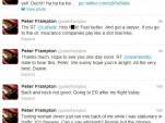 Peter Frampton tweets about being hit by a distracted driver