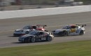 Porsche 911 GT3 Cup cars dice with a Mazda RX-8 at Daytona