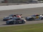 Porsche 911 GT3 Cup cars dice with a Mazda RX-8 at Daytona