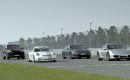 Porsche models in Leipzig, awaiting co-pilots